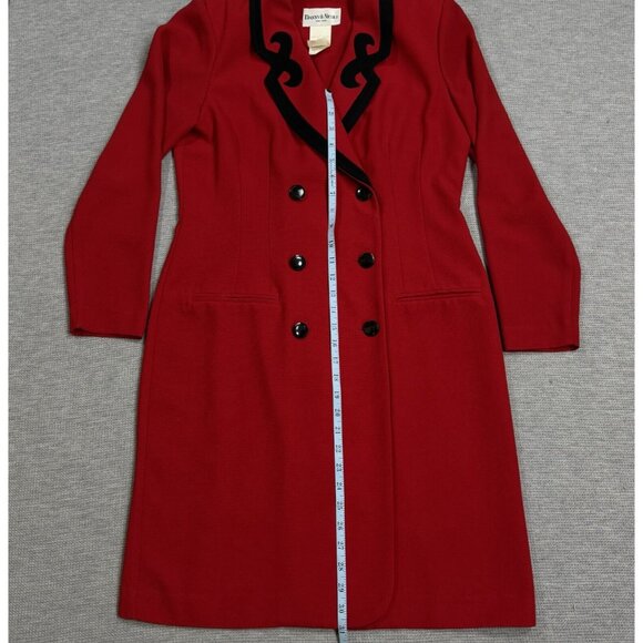 Vintage Danny Nicole Womens Red Double Breasted Dress Coat Padded Shoulders Sz 8 - Picture 16 of 16